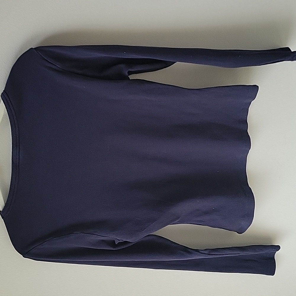 Boden Women Top Crewneck Ribbed Fitted Navy Blue Long Sleeve Size Large - Picture 5 of 5